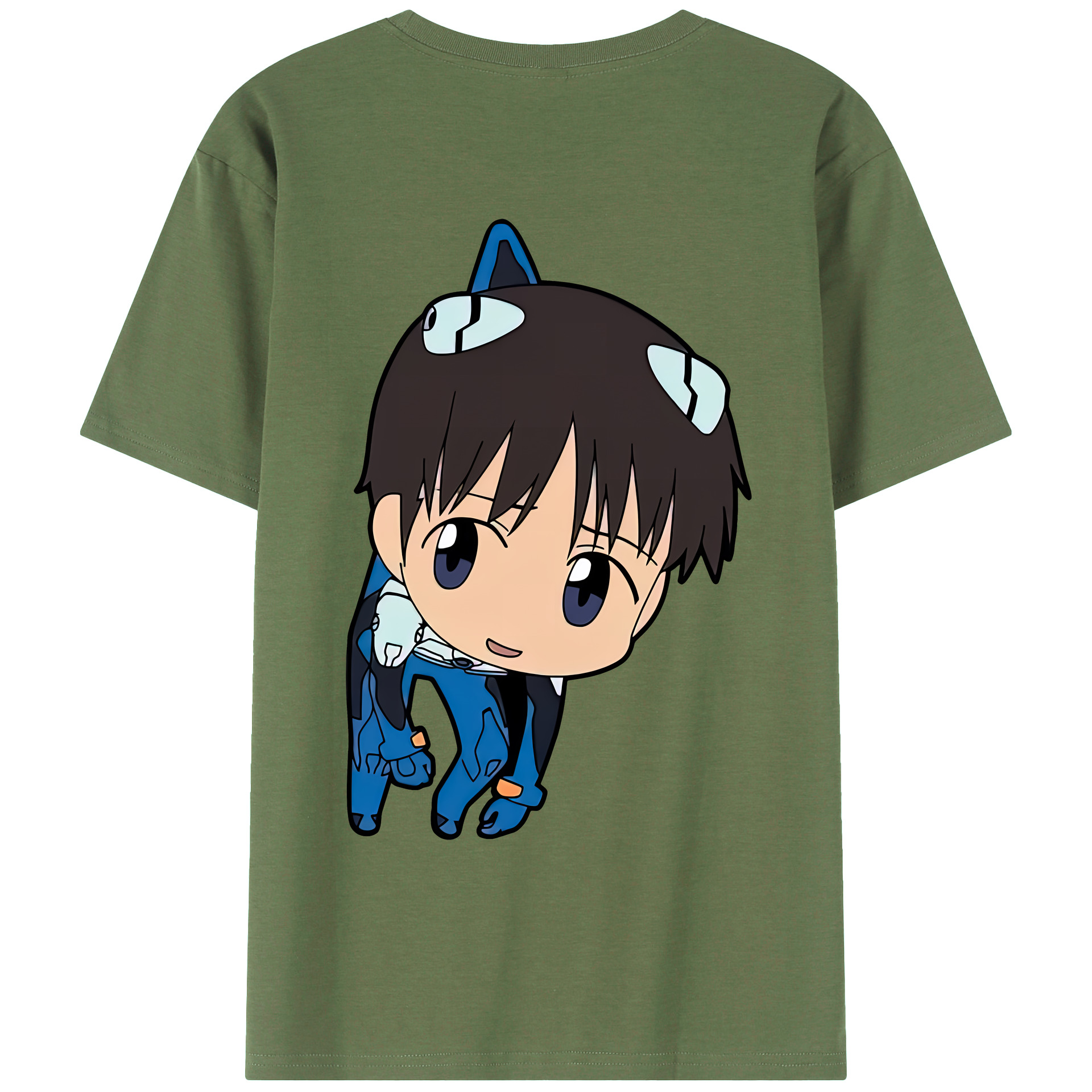 （画像用） EVA 新世紀エヴァンゲリオン 綿100％ メンズ半袖Tシャツ（バックプリント） 通気性